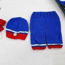 2pcs/set Kids Splicing Color Handmade Knit Hats+Pants Photographic Clothing
