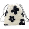 Women Plush Shoulder Crossbody Bag Mini Drawstring Clutch (Flower Printed)