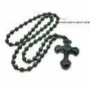 40cm Black Obsidian Stone Cross Necklace Jewelry For Men Pendants Gifts D5H9