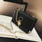 Fashion Women Messenger Bag Leather Pure Color Chain Shoulder Bag (Black)