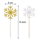 60 Pack Snowflake Cupcake Toppers Glitter Snowflake Cake Topper Picks for ChY6Y8