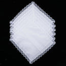 5pcs Lady Cotton Handkerchiefs Lace Trim White Hanky Kerchief  Square