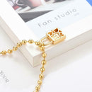 Love Heart Lock Pendant Bracelet Round Beads Rhinestone Women Charm Bangles