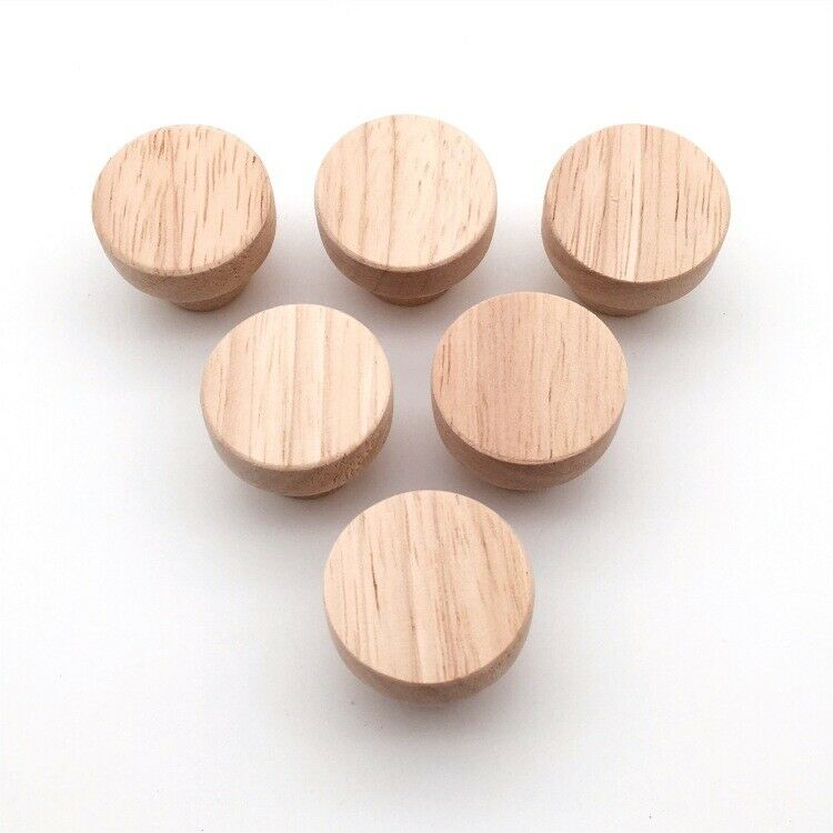 10X Home Accessory 50X25Mm Wooden Knob Wood Round Pull Knobs for Cabinet Dr C8R1
