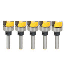 5pc 1/4" Shank Top Bearing Flush Trim Router Bit Woodworking Milling Cutter
