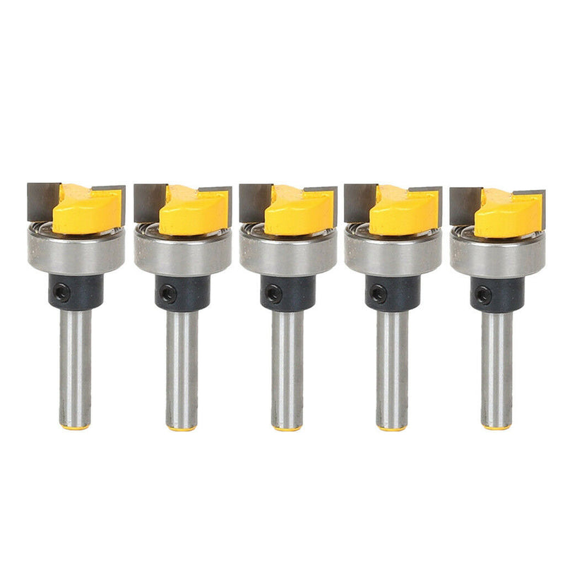 5pc 1/4" Shank Top Bearing Flush Trim Router Bit Woodworking Milling Cutter