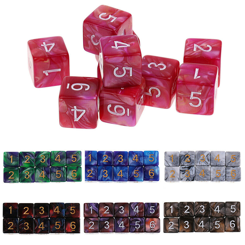 10pcs 6 Sided Dice D6 Polyhedral Dice for Dungeons and Dragons Table Games Blue