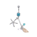 Surgical Steel Crystal Starfish Punk Conch Dangle Navel Ring Body Jewelry