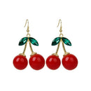 1 Pair Women Fashion Cherry Drop Dangles Rhinestone Ear Studs Earrings