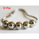 Polished Chrome Rolling Shower Curtain Rings - Set of 12 Heavy Duty Hooks