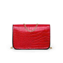 Crocodile Leather Messenger Bag Women Retro Purse Shoulder Handbag (Red)
