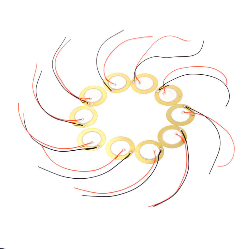 10PCS 27mm Piezo Elements Sounder Sensor Trigger Drum Disc + wire copper EO T Ew