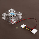 2pcs 80mm 80x25mm Clear Fans 4 LED Blue 4pin for Computer PC Case Cooling Cooler
