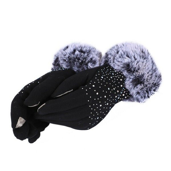 Gloves, Women winter outdoor sports gloves touch screen warm gloves (black)