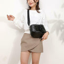 Soft Leather Women Crossbody Shoulder Bags Shell Messenger Handbags (Black)