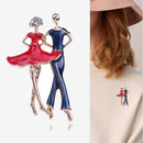 Fashion Enamel Double Dance Couple Brooch Collar Pins Women Corsage Jewelry  OZ