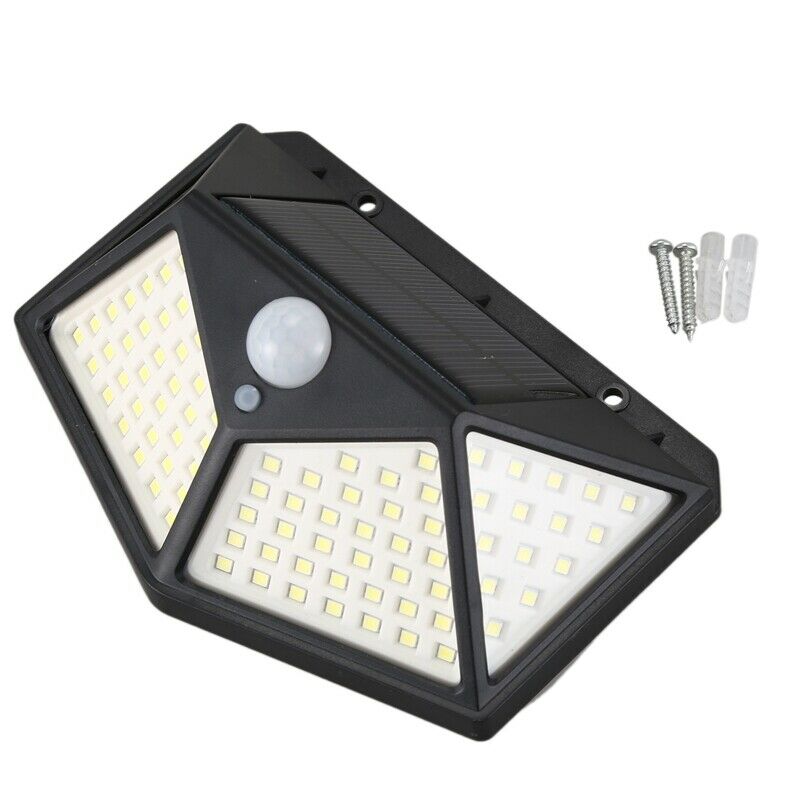 100 LED Solar Power Wall Light Intelligent Light-sensing Control 120 degree