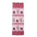 Floral Leaf Window Divider Voile Cortina Jacquard Sheer Curtain Dark Purple