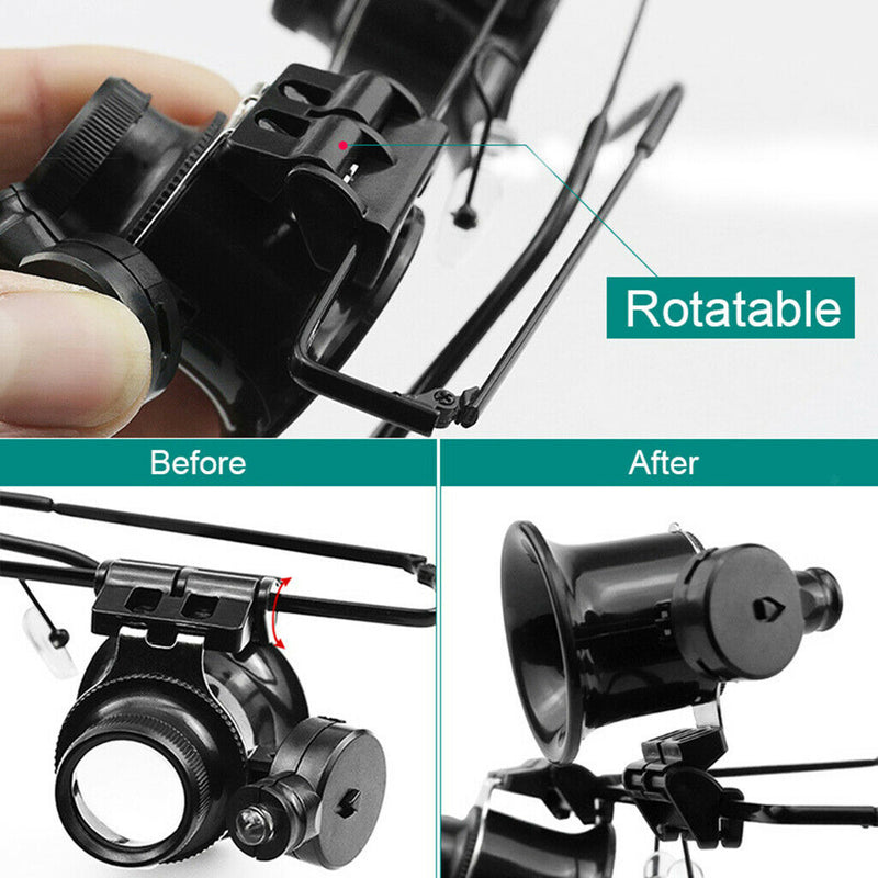 Head-mounted Magnifier Magnifying Glasses Lens with LED Lamp For Close Work