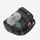 Women Messenger Handbag Shoulder Bag PU Leather Satchel Sling Bag/Black SN9F