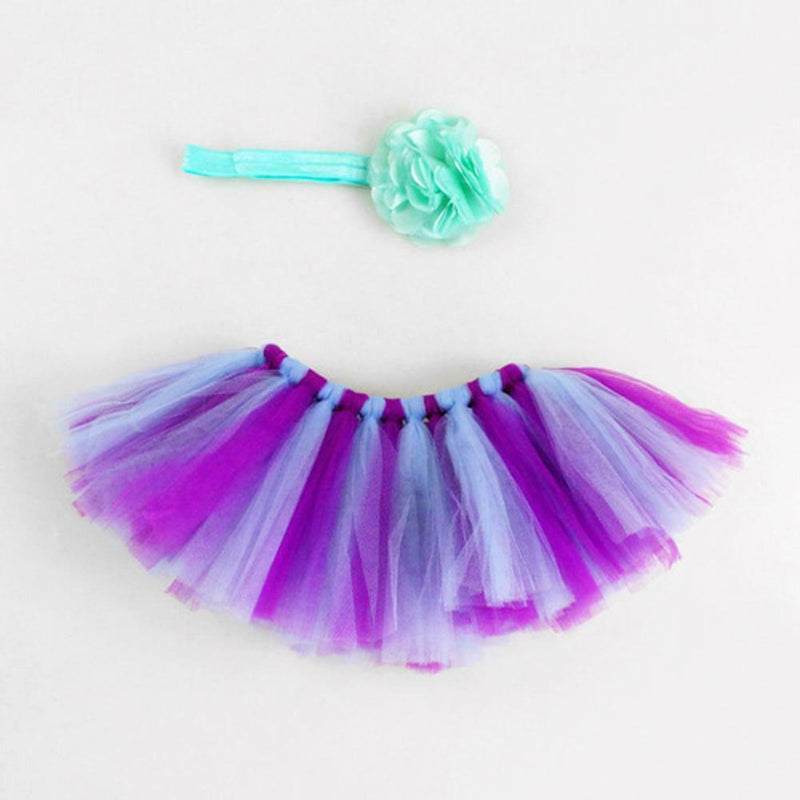 2pcs Baby Gauze Tutu Skirt Headband Set Newborn Photography Props (NO.26)