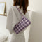 Fashion Plaid Women Handbag Korean PU Tote Underarm Shoulder Bag (Purple)