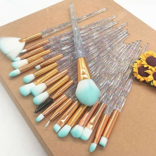 20Pcs/Set Professional Complete Diamond Beauty Makeup Brushes Eyebrow Eyesh S3Q9
