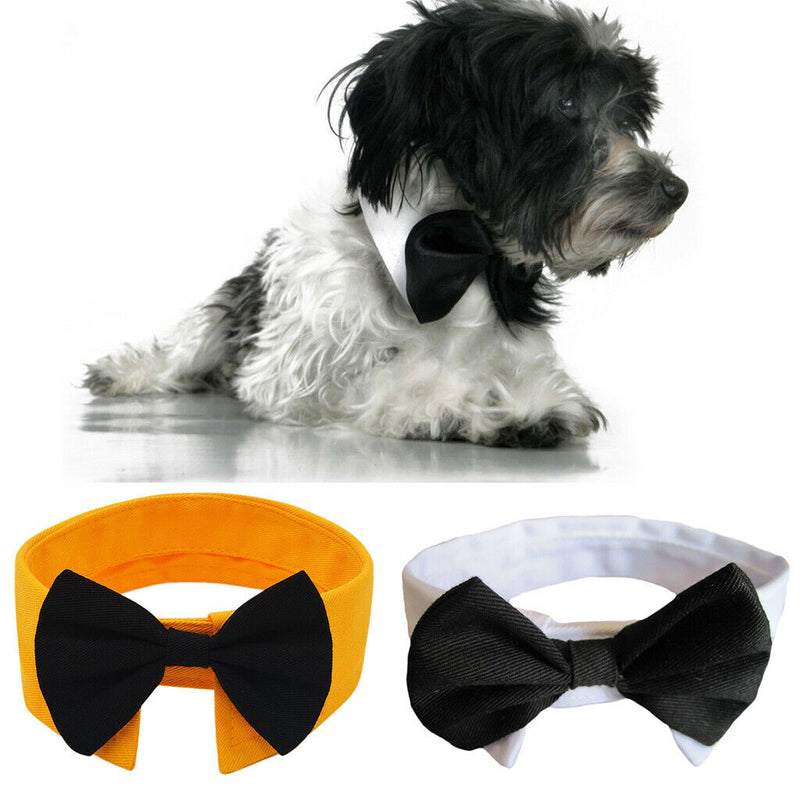 Adjustable Pet Dog Cat Bowknot Tie Christmas Holiday Party Collar Yellow_S
