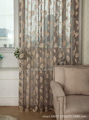 Leaf Pattern Eyelet Voile Curtain Window Drapes Panel Sheer Tulle Valance Grey