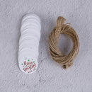 100PCS Letter Merry Christmas Kraft Paper Gift Tags with Jute Twine DIY JC3C