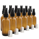 Set of 12, 2 Oz Amber Glass Spray Bottles for Essential Oils - with Fine Mi
