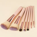 7pcs Mini Makeup Brushes Loose Powder Eyeshadow Beauty Tool (Light Brown)