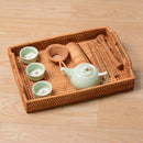 Rattan Woven Storage Fruit Basket Candy Snack Snack Plate Cutlery Tray With
