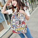 Backpack Cartoon Street Graffiti Canvas Backpack Girl Female Best Travel Ba U5L7