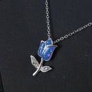 Elegant Blue Fire Opal Flower Pendant Necklace For Women Wedding Jewelry Gifts