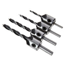 4Pcs HSS 5 Flute Countersink Drill Bit Set Screw Woodworking Chamfer Tool