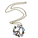 Boho Garden Floral Peace & Love Sign Pendant Long Chain Necklace Jewelry