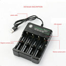 4-Slots Battery Charger Smart Charging For 18650 USB Rechargeable Li-Ion Battery