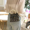 Pearls Clear Shoulder Handbags PVC Women Crossbody Top-handle Bags (Black)