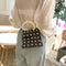 Pearls Clear Shoulder Handbags PVC Women Crossbody Top-handle Bags (Black)