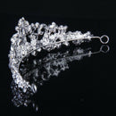 Bridal Wedding Crystal Necklace Earring Set + Floral Crown Headband Bridal