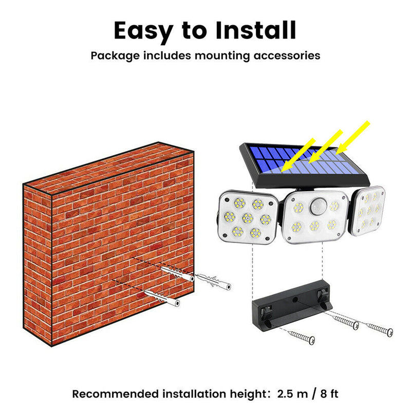 140LED Solar Wall Light Motion Sensor Folding Deformation Lamp for Outdoor