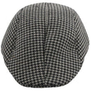 Mens Tweed Wool Herringbone Flat Cap Hat with Quilted Lining - Black & Grey K5B2
