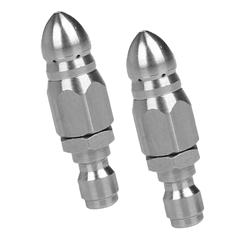 2X 1/4inch Drain Pipe Jetter Rotary Nozzle Quick Release Pressure Sewer Nozzle