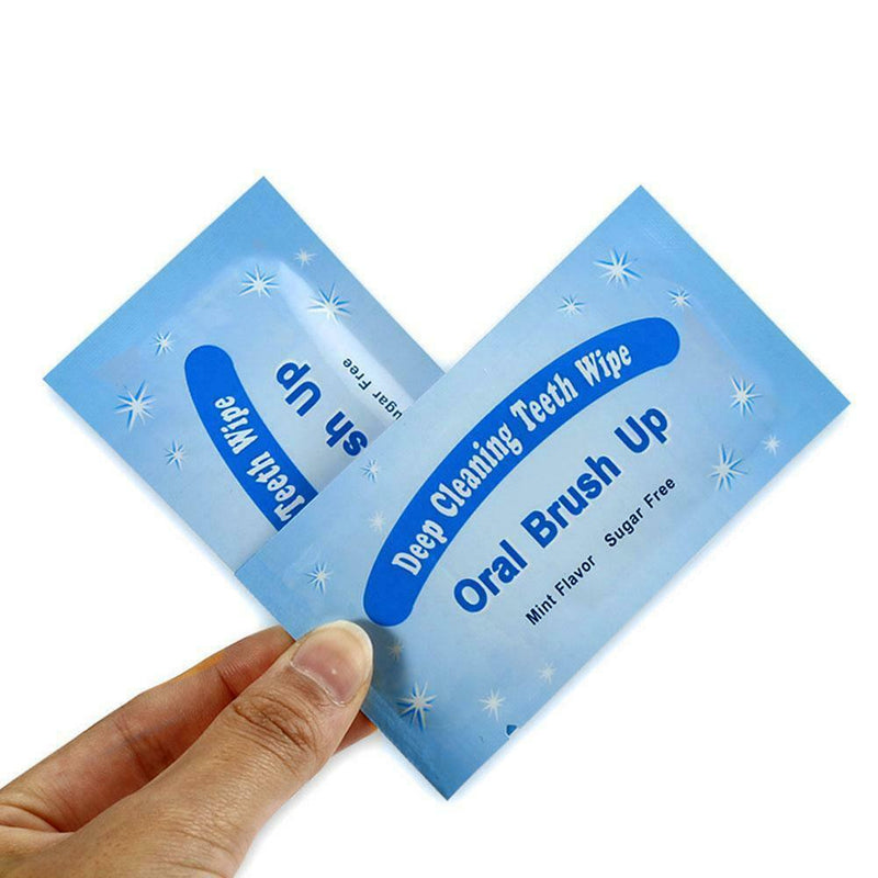 50pcs Dental Oral Brush Up Finger Teeth Wipes Whitening Deep Clean Oral Care