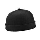Mens Beanie Worker Sailorcap Rolled Cuff Retro Brimless Outfit Hat Black