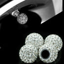 4 White Bling Car Rhinestone Tire Valve Caps Diamond Shining Air Caps Accessorie