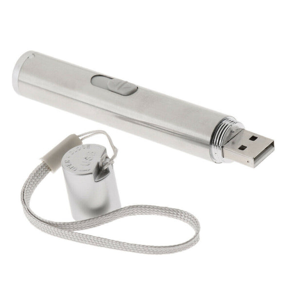 USB Mini Lighting Torch - Pen Size Stainless Steel Waterproof LED Flashlight -