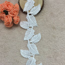 White Leaf Floral Lace Trim Embroidery Tulle Saclloped Edge Trim 1 Yard