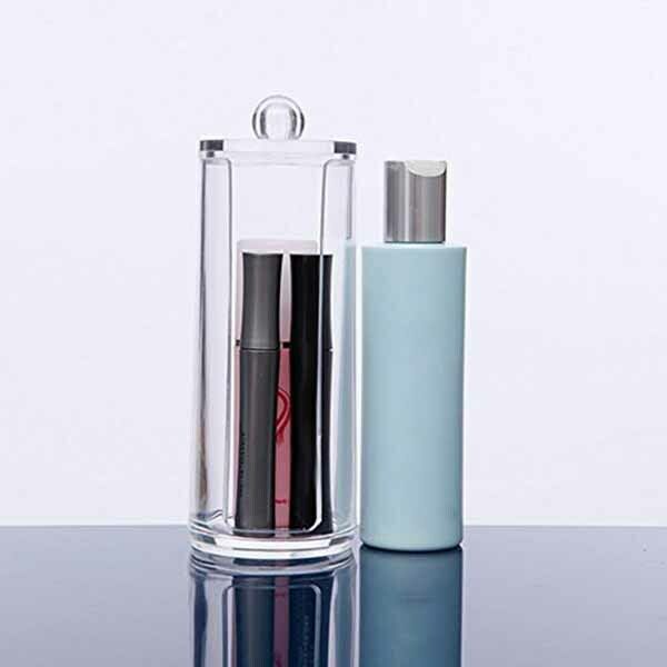 Facial Makeup Container Cotton Pads Round Dispenser With Lid Clear Acrylic  B6L3